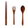 Japanisches Vintage-Holz-Essstäbchen-Löffel-Gabel-Geschirr-Set, 3-teiliges Set, neues Geschenk