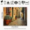 2D Flat Printing European Village Alley Backdrop Italy Tuscan Stone Houses Background