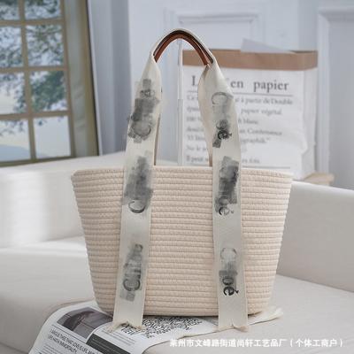 Straw Bag Seaside Versatile Shoulder Large Capacity Bucket Bag Fashionable Fresh Holiday Straw Bag Handmade Bag