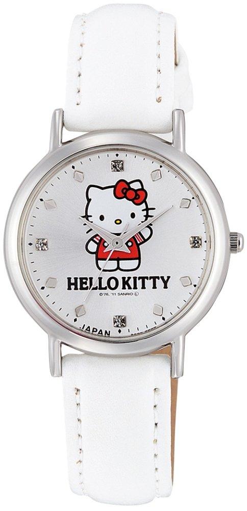 

Аналоговые часы Citizen с Hello Kitty, водонепроницаемые, кожаные, сделано в белом цвете, женский дизайн Q&Q, ремешок, Япония, 0017N004, белый
