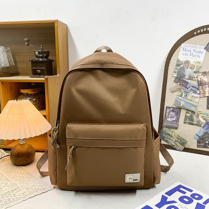 Schoolbag new ins wind Japanese soft sister schoolbag female Korean version solid color middle school student backpack light travel backpack
