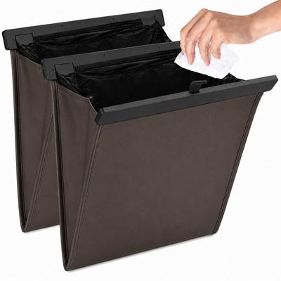 Car Trash Trash PU Waterproof and Slim Magnetic Large Car Storage Small Item Multipurpose Can, In-Car Can, High-Quality Leather, Stain-Resistant,