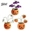 Handmade Crochet Pumpkin Decor Pumpkin Halloween Ornament with Cute Ghost Bat Festive Home Accents for Flowers Planter Plant Tabletop Decoration