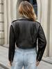 Women's Faux Leather Motorcycle Jacket - Summer Short Slant Zip with Lapel, European and American Style.