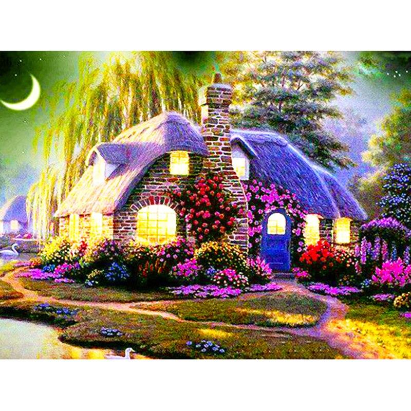 New 5D DIY Diamond Painting Houses Diamond Embroidery Scenery Cross Stitch Full Round Drill Crafts Art Home Decor Gift