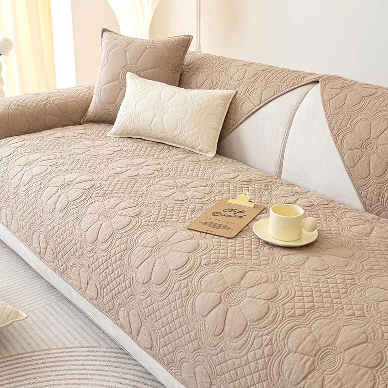 Cotton Sofa Cushion All Seasons Universal Cotton Fabric Non-Slip Cushion Cover Cloth Simple Sofa Cover Back Towel
