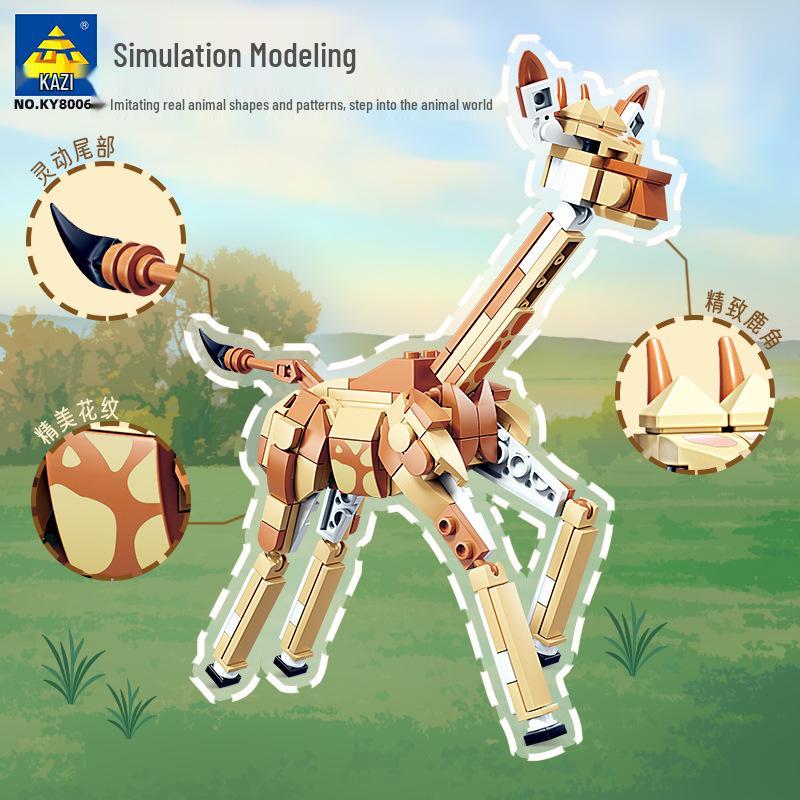 Kai Zhi Animal Model Building Blocks – Giraffe & Kangaroo Puzzle for Kids