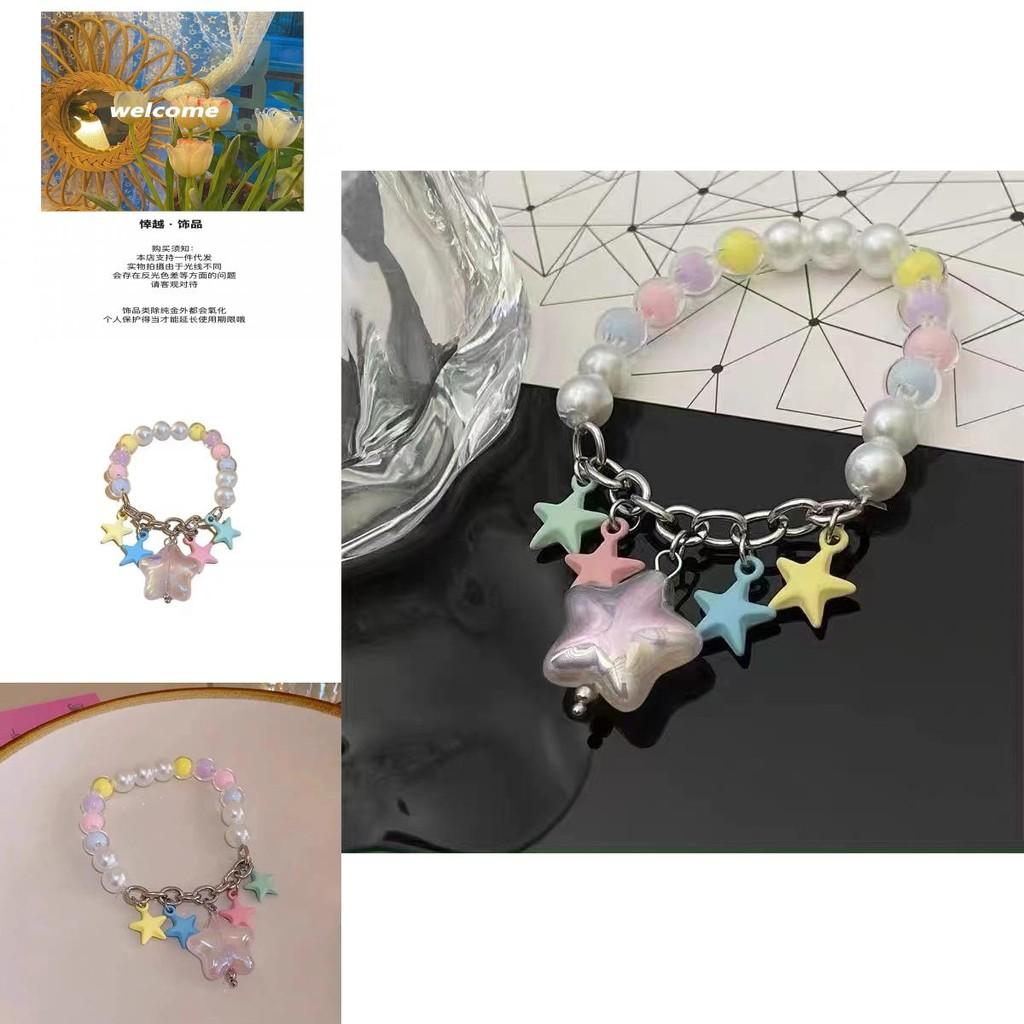Lightweight Luxury Colorful Star Bracelet Handmade Resin Sweet Chic Dopamine Design For Women