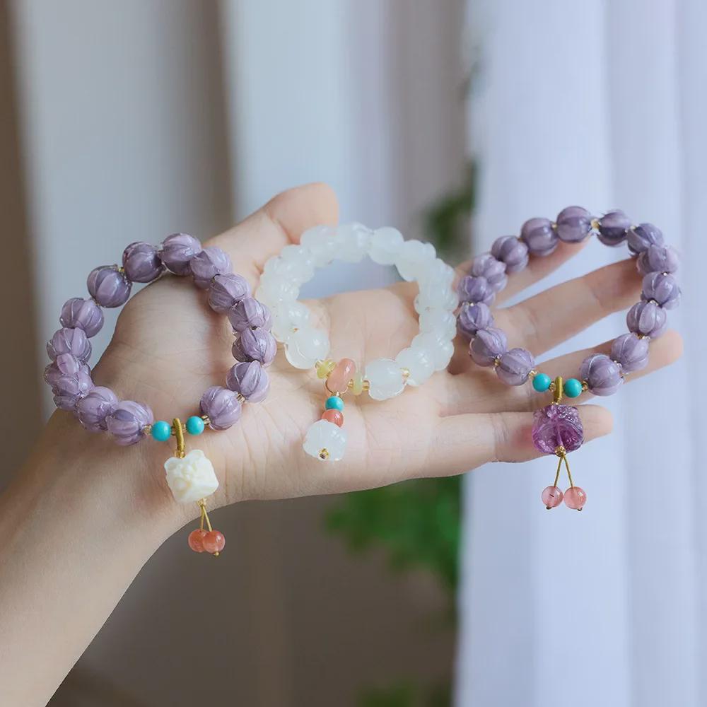 Temple-Style Fluorite Lion Bracelet - Ethnic Design for Women