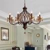 UOSU American Retro Walnut 8-Head Crystal Chandelier