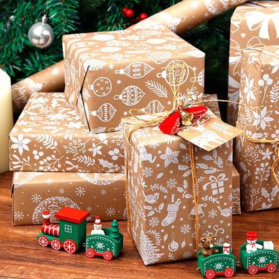 Großes Retro-Weihnachts-Kraft-Geschenkpapier zum Basteln