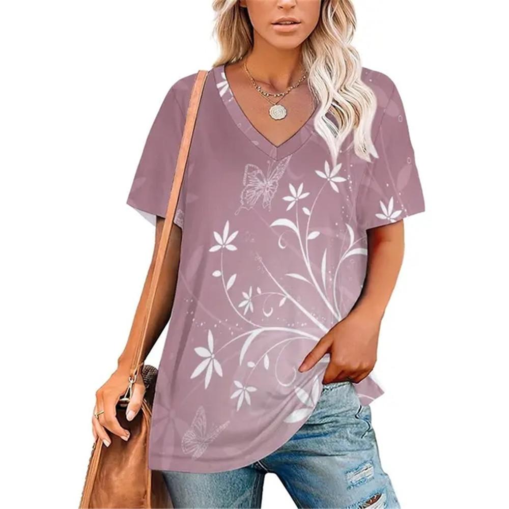 Σέξι Πουλόβερ με Λαιμόκοψη V Ευέλικτο T-Shirt Γυναικείο Μπλουζάκια με Ντεγκραντέ Εκτύπωση Ρούχα Unisex Vintage Streetwear Καθημερινό Στυλ Μόδα Streetwear