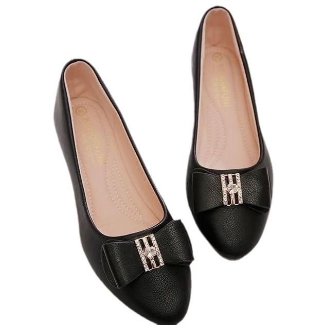 2025 Spring New Soft Leather Single Shoes Women's Pointed Toe Versatile Long Standing Not Tired Soft Sole Non-slip Flat Bottom Work Shoes Women's Shoe