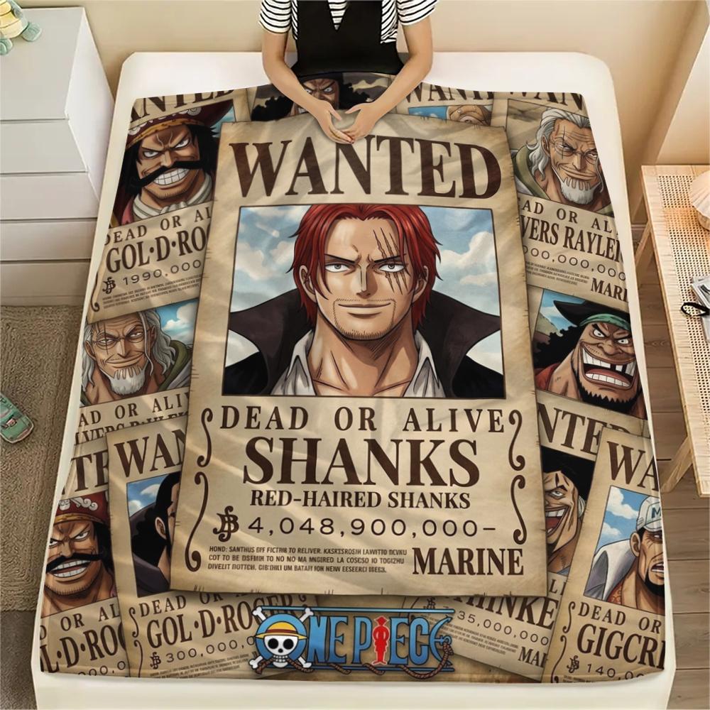 One Piece Poster Flannel Blanket Fashionable Print Ideal For Bedroom Sofa Bed Chair Picnic Travel -HE57
