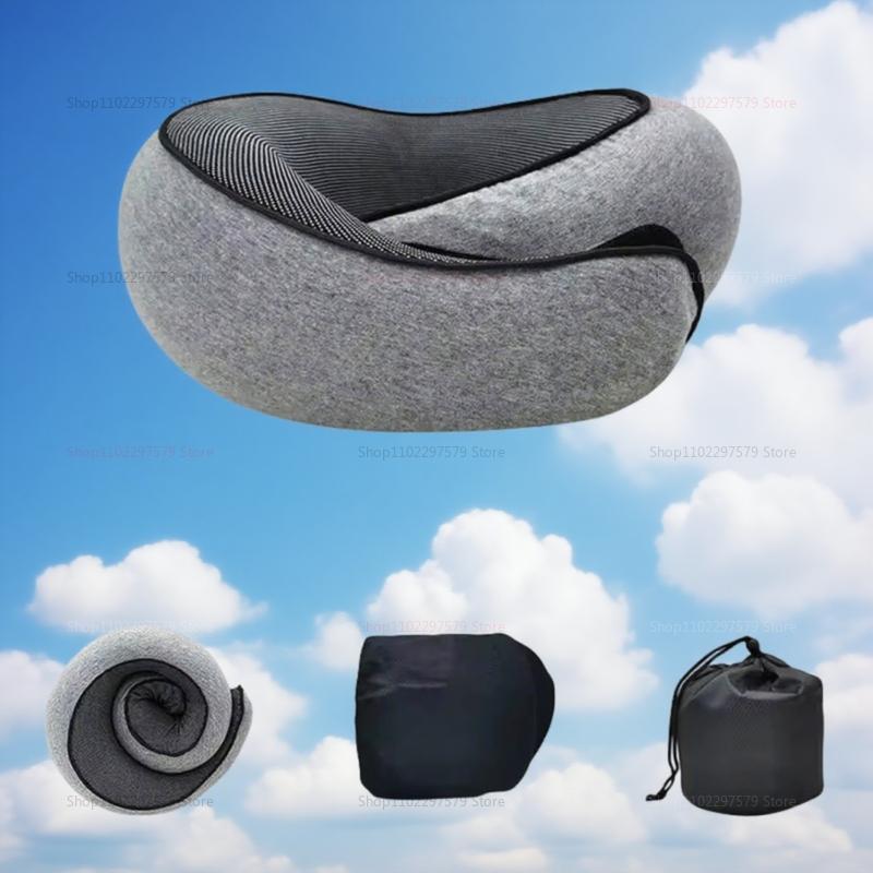 Travel Neck Pillow Memory Foam U-shaped Pillow Snail Style Travel Neck Support Portable Adjustable Soft Noon Break Sleep Pillows