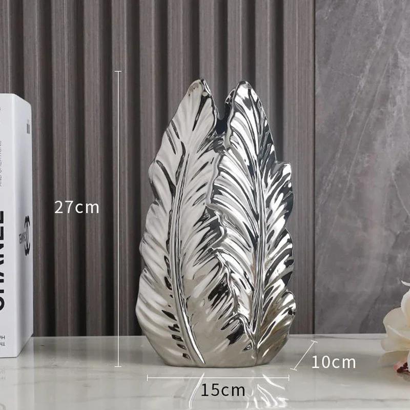 

Nordic Light Luxury Gold/Silver Ceramic Vase, Home Living Room Bedroom Dining Table Office Artistic Decoration Floral Organ, 1Pc