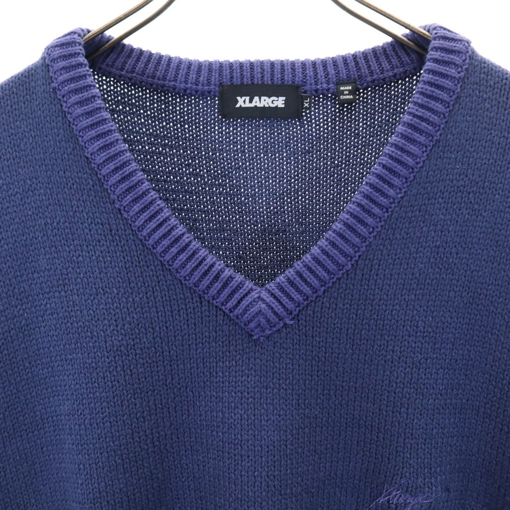 XLARGE Knit V-neck Best XL Navy system Men's Used