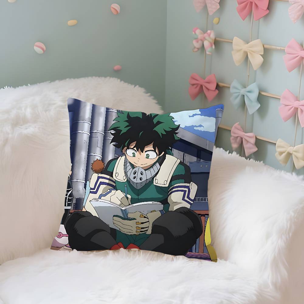 Anime Cute L-Izuku Midoriya Pillow Case Cushion Cover Soft Cute Throw Pillow Case For Car Sofa Pillowcase Polyester With Zipper
