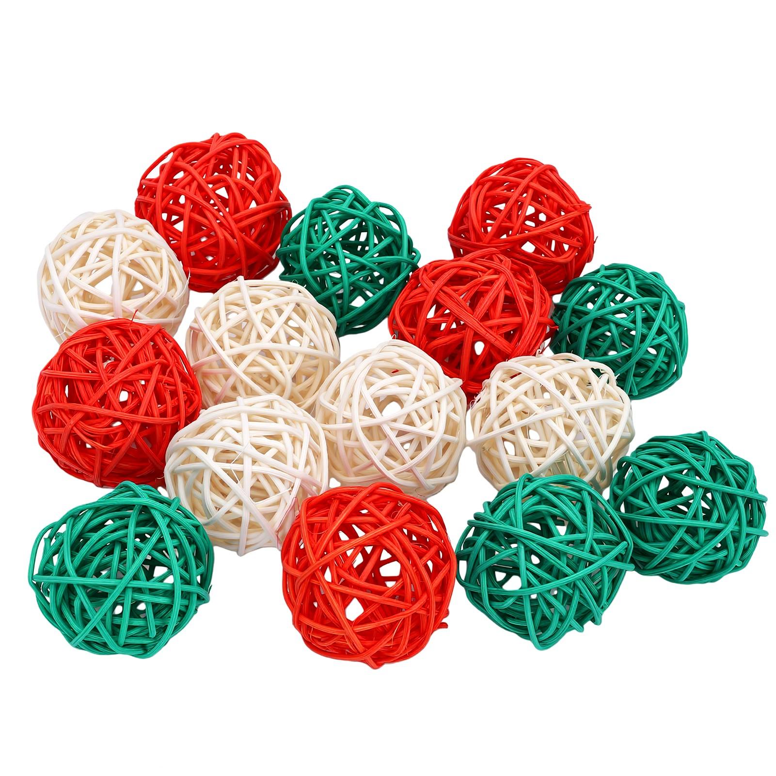 15 PIÈCES Boules Décoratives en Rotin Colorées Remplissage en Osier Ornements de Table Remplissage Décoratif Fait Main pour la Maison, la Fête, les Bols