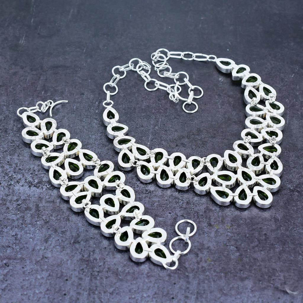 Peridot Gemstone Handmade 925 Sterling Silver Jewelry Set m9m25