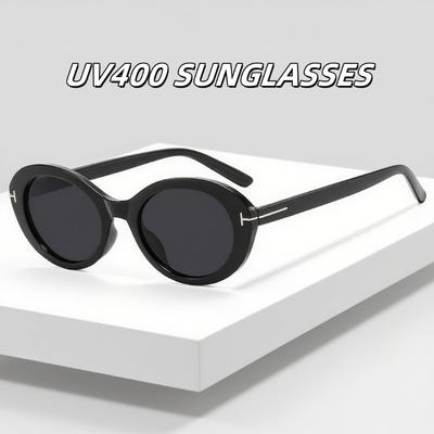New Retro Oval T-Shaped Sunglasses Women'S Fashion Street Photography Trend Versatile Sunglasses Uv400 Shades Eyewear