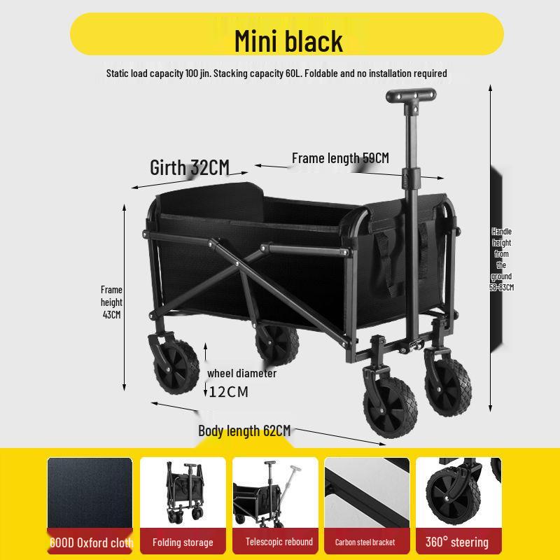 A1R Foldable Outdoor Stroller Cart - Compact, Portable, Ideal for Camping, Picnics, Street Vending, Child-Friendly.