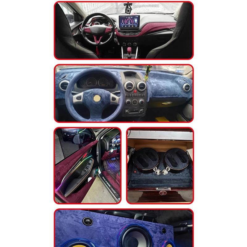 Premium Self-Adhesive Suede Fabric Car Interior Vinyl Wrap for Door Panels Dashboard Armrest DIY Auto Upholstery Upgrade