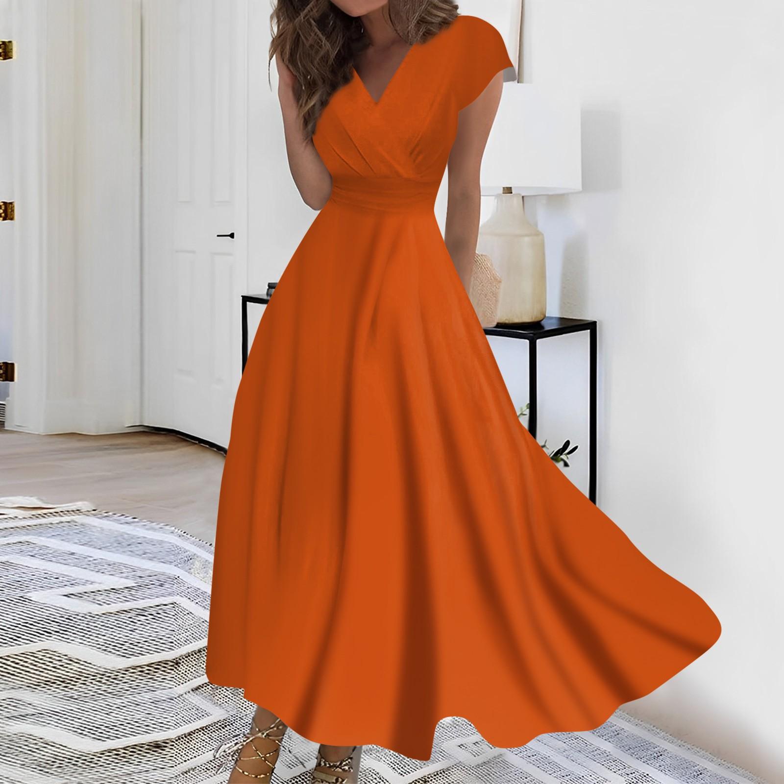 

Жен. Длинное платье Платье макси Повседневное платье Шифоновые платья Свободное платье Сплошной цвет На каждый день Для взрослых На открытом воздухе Повседневные платья С рюшами С короткими рукавами Платье с v-образным вырезом XXL оранжевый