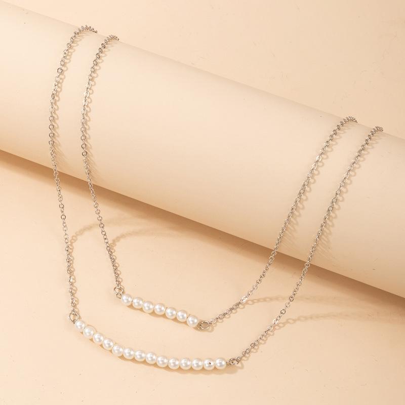 Korean version of fashion pearl five-pointed star necklace femininity Japanese and Korean star collarbone chain design sense new necklace