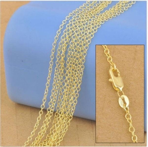 Wholesale 5/10pcs Yellow Gold Plated Rolo Chain Necklace Jewelry 16-30Inch