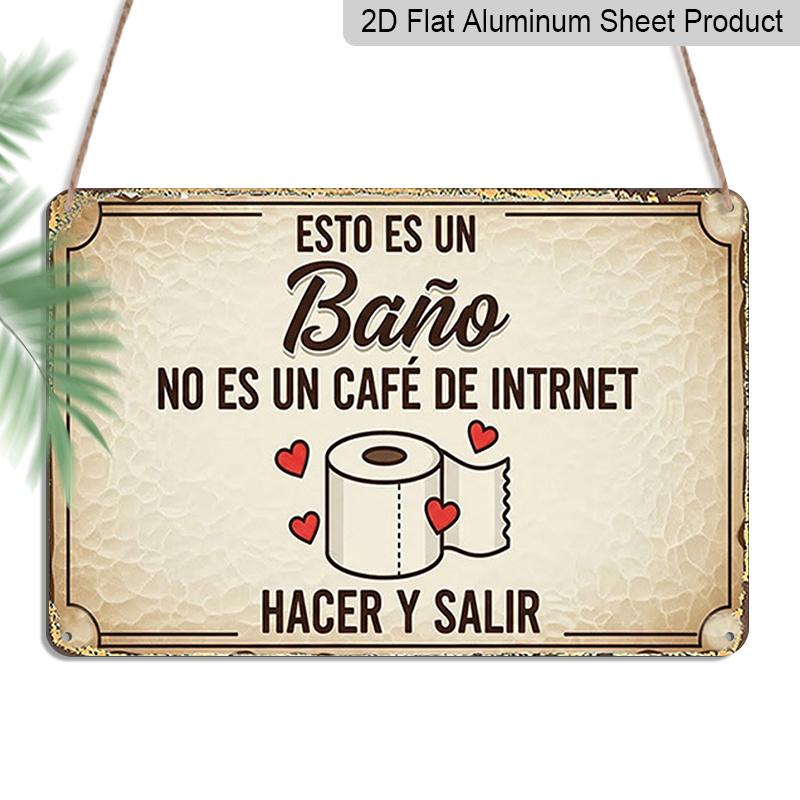 

2D Flat 1pc Spanish Bathroom Sign, Manufactured Aluminium, Vintage Style, Wall Hanging Decor for Christmas, Halloween, Easter, Thanksgiving 20*30cm