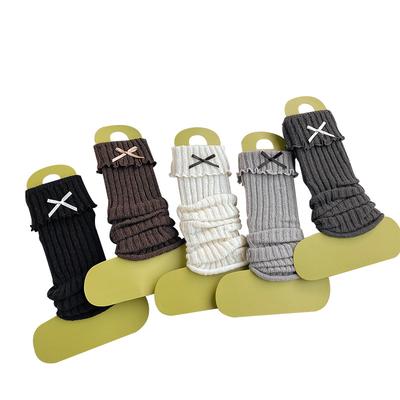 Socken mit gerüschten Schwarzpilz-Rändern, Damen Herbst- und Wintersocken mit Schleife und hohem Schaft, Vielseitig und Warm