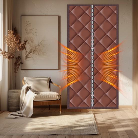 Magnetic Thermal Door Curtain Heavy Duty Insulated Door Cover Magnet Closure Windproof Soundproof Door Curtain for Entrance Insulation Patio Door