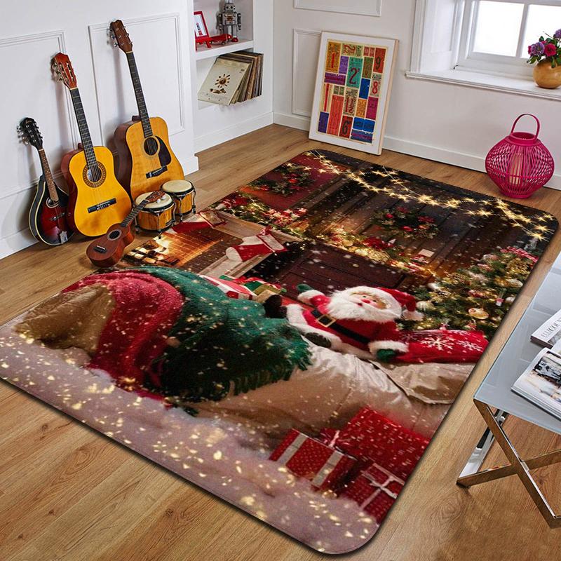 C-Christmas Dwarf Print Carpet Door Mat Living Room Bedroom Non-slip Carpet Home Decoration Floor Mat New Year Gift