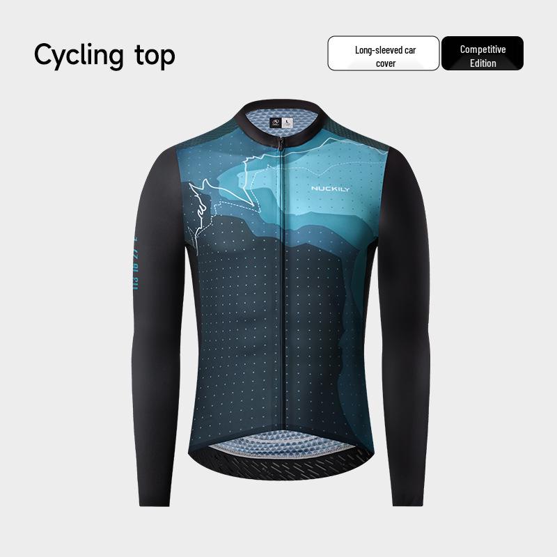 NUCKILY Men's Long Sleeve Cycling Jersey - Sun Protection & Sweat-Wicking for Road and Mountain Biking