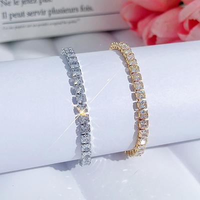 CMM Bling Bling Kübik Zirkonya Avrupa Modern Mücevher Hediye Altın ve Simli Renk Tennies Kadınlar için Bilezik