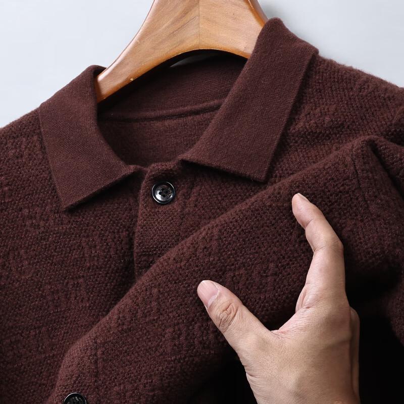 Hengyuanxiang Men's Lapel Wool Blend Knitted Cardigan