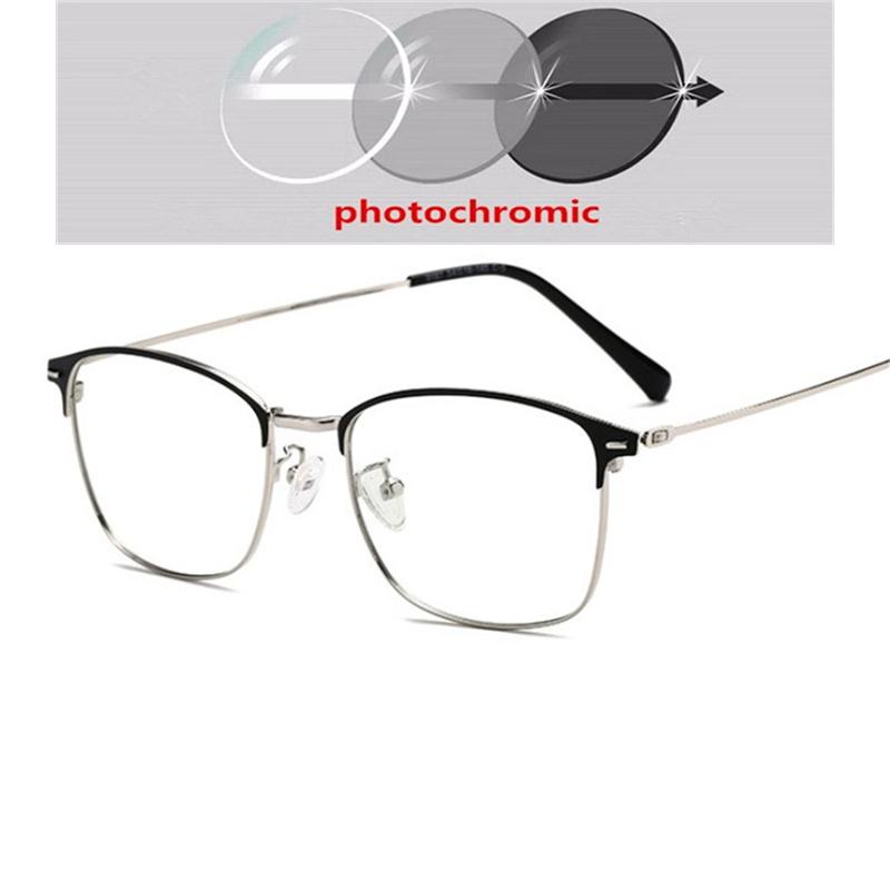 Sun Photochromic Lens Square Nearsighted Glasses Anti Blue Light Computer Prescription Eyeglasses Diopter 0 to 4 0