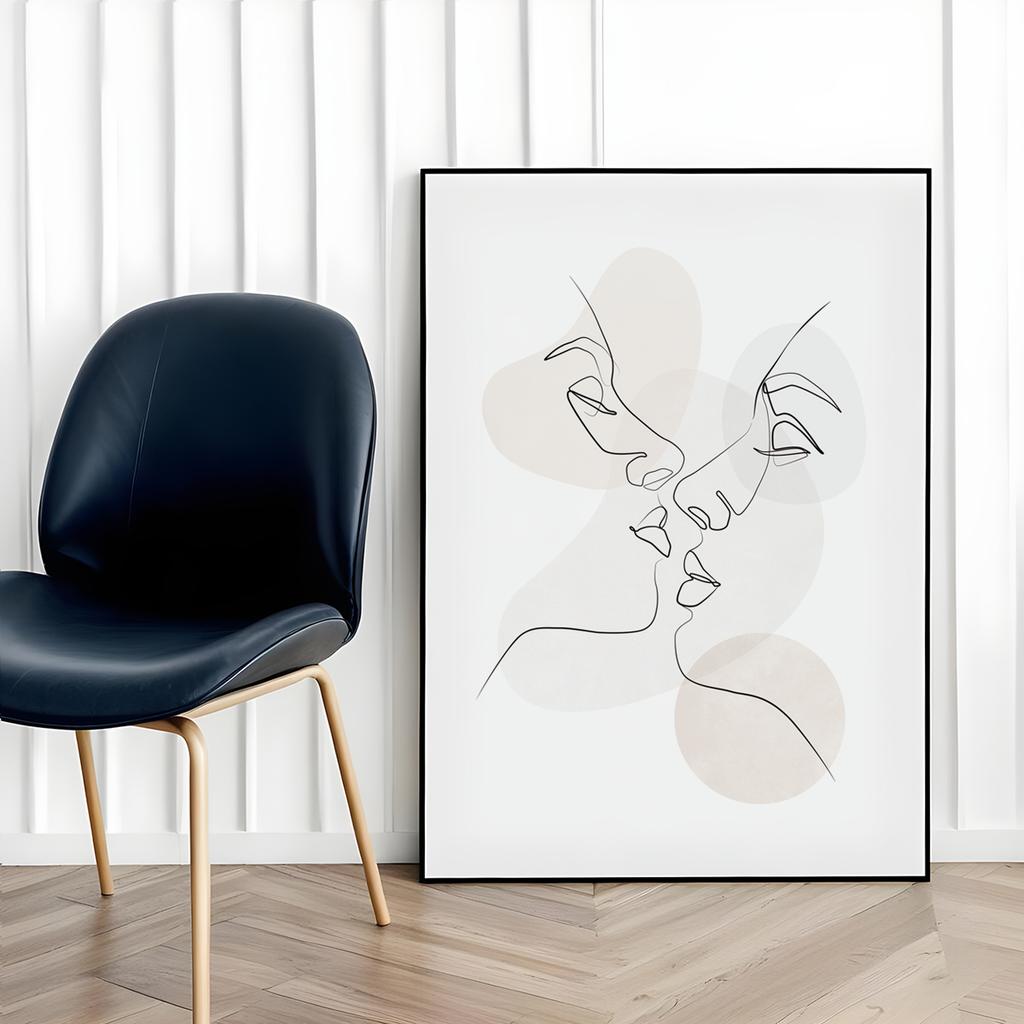 Plakat portret dwie twarze w czarnej ramce