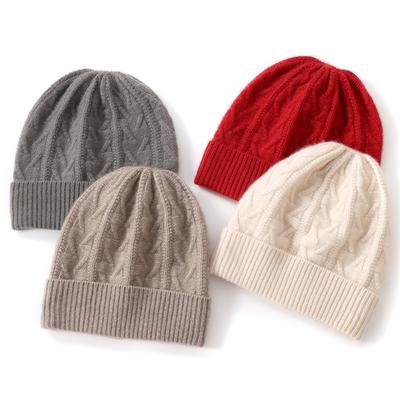 Cashmere Women's Autumn and Winter New High End Solid Color Thickened Warm Twist Twist Versatile Ear Protection Knitted Casual Hat