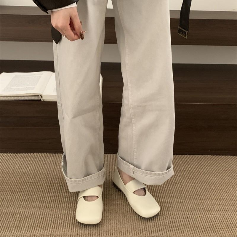 2025 spring and autumn new soft leather retro Mary Jane grandma shoes small leather shoes French square head flat sole shoes women