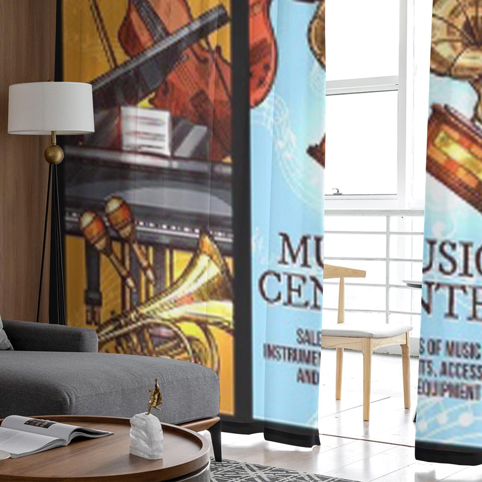 Винтажный музыкальный магазин Добавить в Лайтбокс Тюлевые прозрачные шторы для гостиной — фото 5