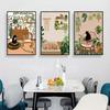 Bathroom Decorative Painting Cat American Retro Toilet Bathroom Canvas Painting Wall Art Poster for Modern Bathroom Home Decor