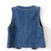 Spring Autumn Retro Women's Short Denim Vest Jacket Single Breasted Korean Slim Casual Jeans Vest Female Waistcoat Tops