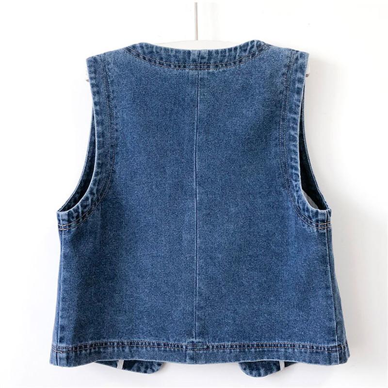 Spring Autumn Retro Women's Short Denim Vest Jacket Single Breasted Korean Slim Casual Jeans Vest Female Waistcoat Tops
