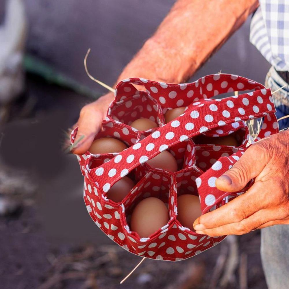 Canvas Portable Egg Collector Egg Bag Fresh Egg Storage Container Egg Basket with 9 Pouches Farms
