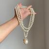 French Retro Rhinestone Pearl Pendant Necklace - Elegant Fashion Clavicle Chain with High-End Feel