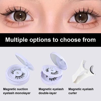 1 Set Magnetic False Eyelashes with Lash Applicator Tool Reusable Single/Double Layer Natural Wispy Fake Lashes Eyelash Clip Women Makeup Tools