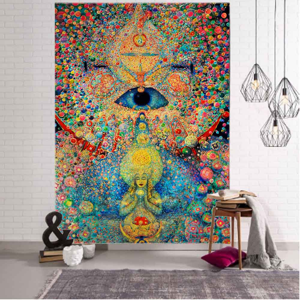 VIKAMA Cosmic Mandala Tapestry Gradient Nebulae Living Room Meditation Room Scandinavian Bohemian Spiritual Art Decoration