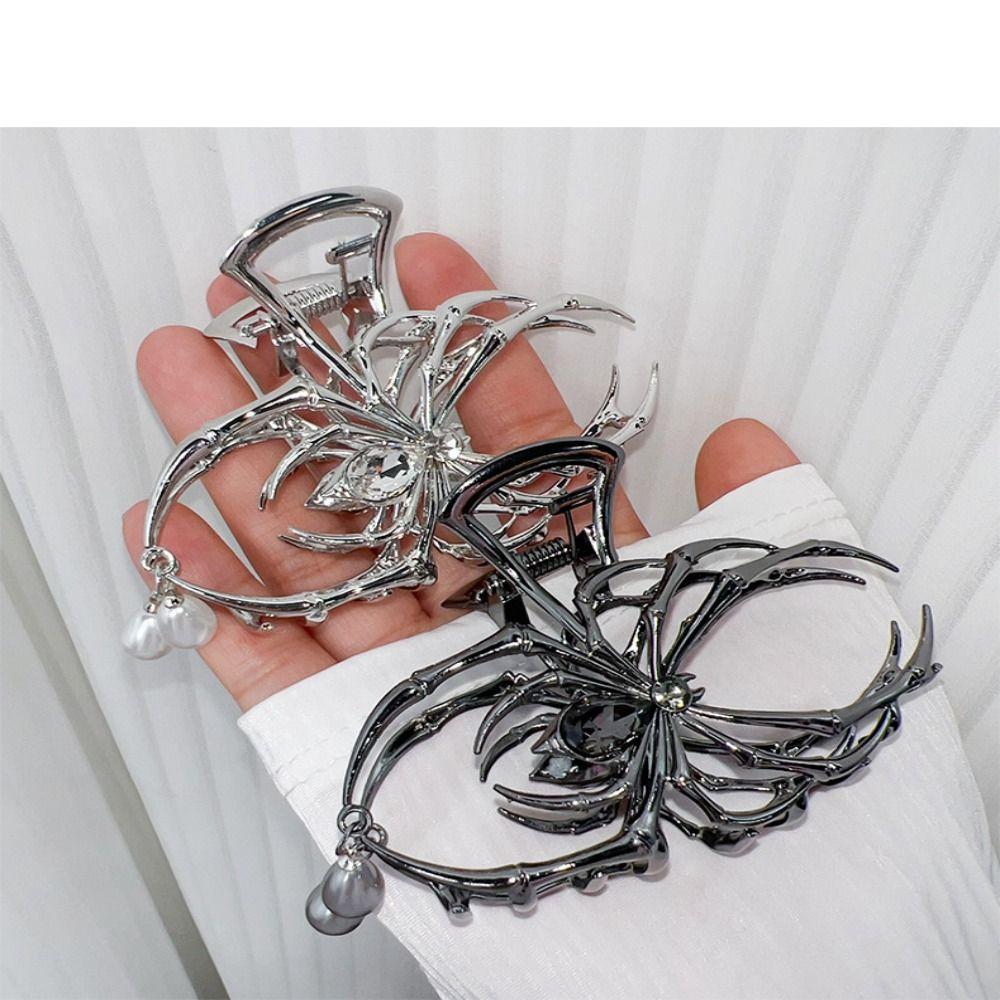 Pearl Large Shark Clip rhinestone Metal Hair Claw Simple Spider Hair Claw  Girl
